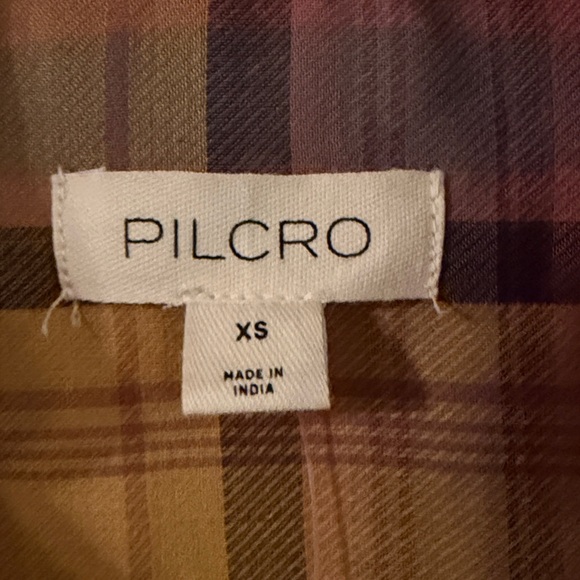 plaid dress Long-Sleeve Tiered High-Low Dress Pilcro/ Anthropologie Sz Xs NWT - Picture 4 of 7